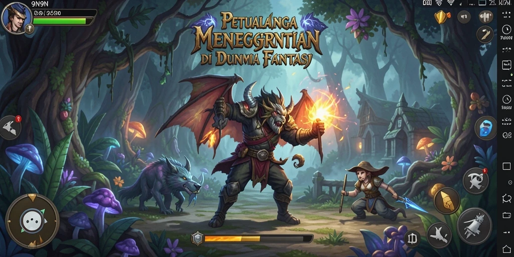 Screenshot gameplay 9N9N menampilkan eksplorasi petualangan yang mendebarkan.