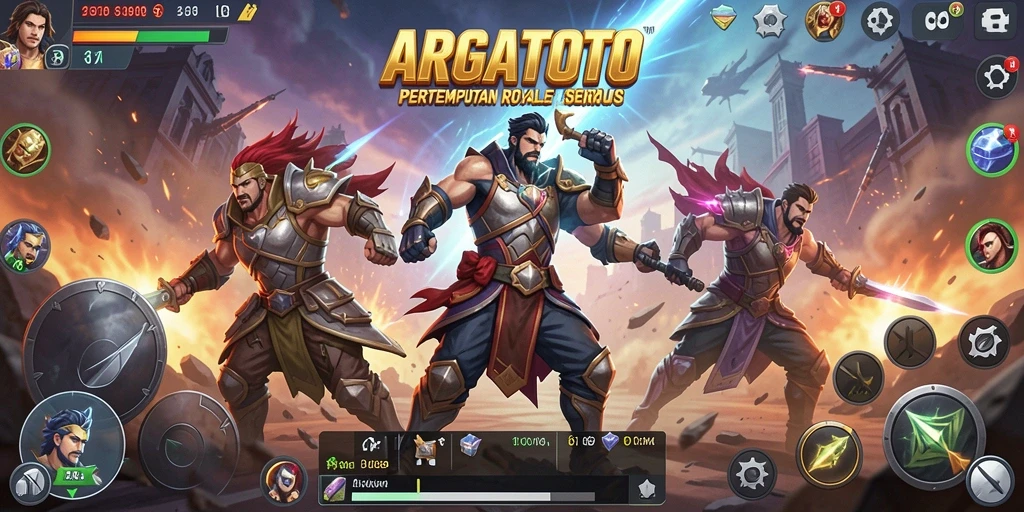 Tangkapan layar gameplay ARGATOTO dalam pertempuran Royale yang mendebarkan.