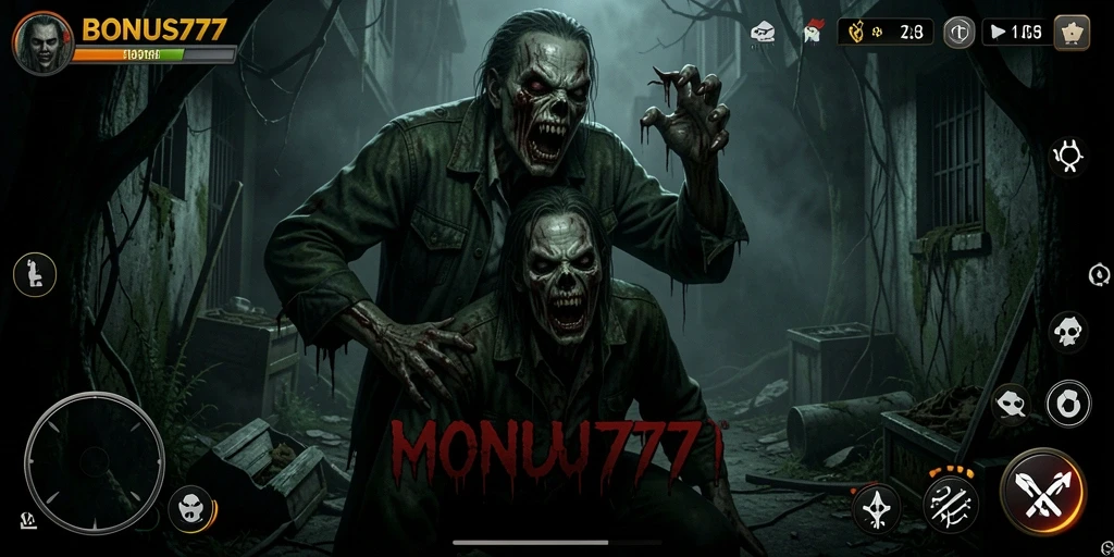 Screenshot menunjukkan suasana mencekam dalam gameplay BONUS777.