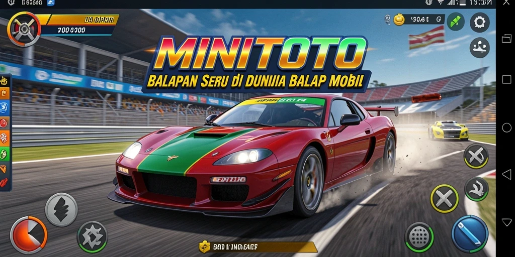 Tangkapan layar <strong>MINITOTO</strong> menunjukkan aksi balap cepat dan grafis menarik di lintasan.