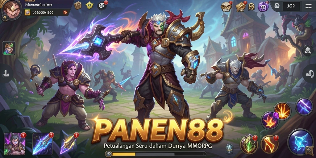 Screenshot menunjukkan pertarungan epik dalam permainan MMORPG.